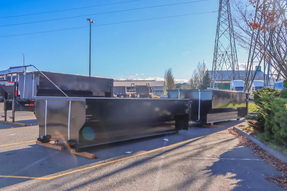 Roll-off dumpster ready for waste disposal at job site for 4 Yard Dumpster Rental in Pleasantville